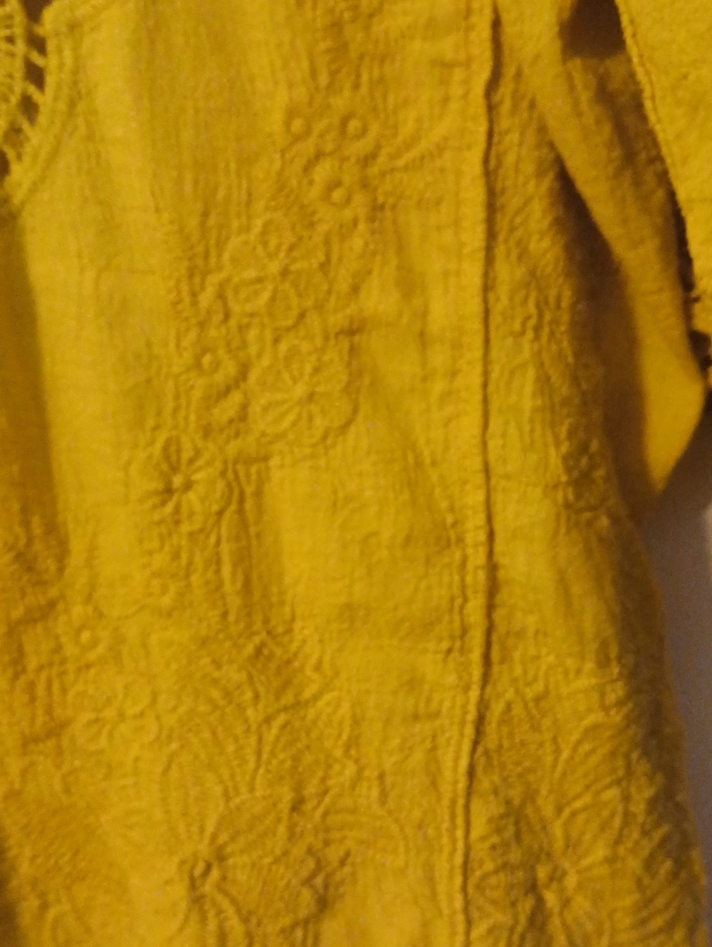 Women's Yellow Crochet Heart Lace Tunic Top - Picture 6 of 6
